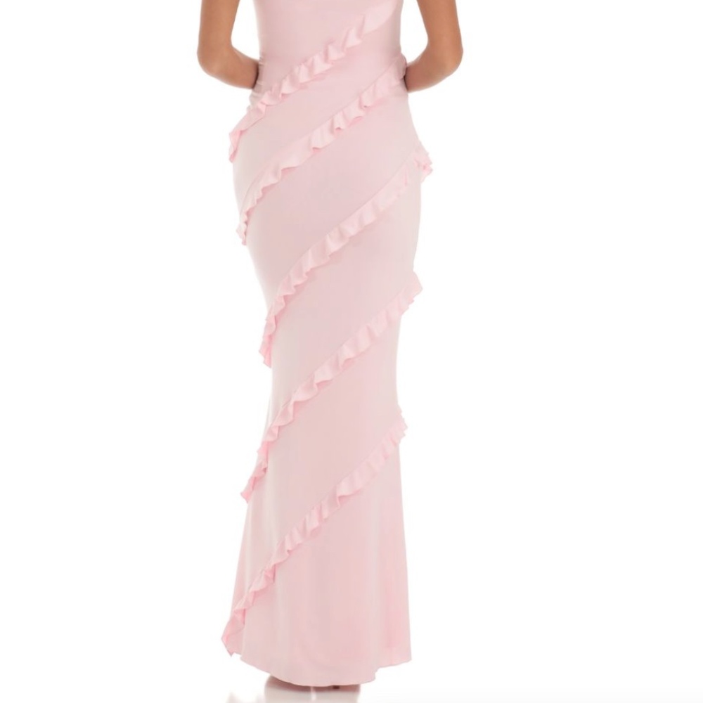 LucyInTheSky Elowen Ruffle Maxi Dress in Pink / XL